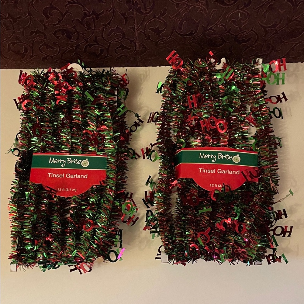 Festive Tinsel Garland 2-packs Red and Green